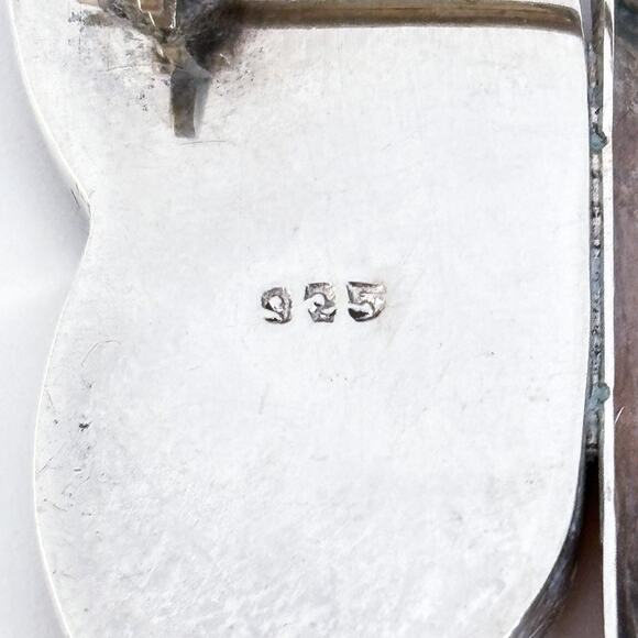 Vintage Sterling Silver 925 Pressed Flower Butterfly Pendant - Picture 4 of 6